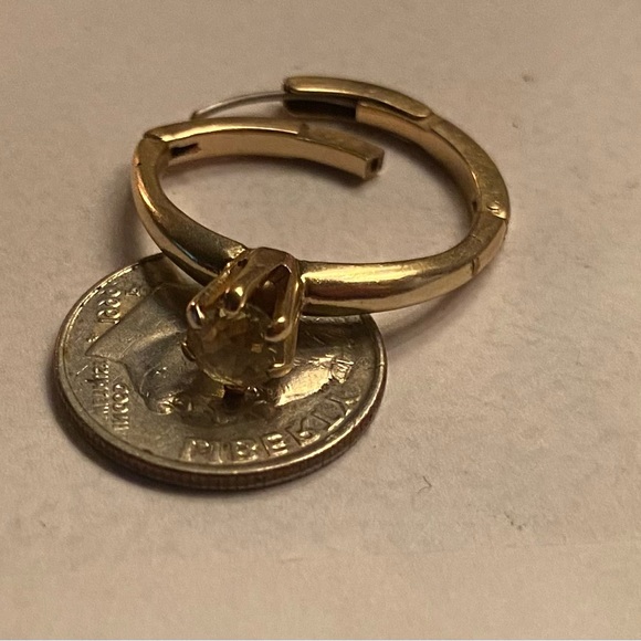 14k solid gold shanked Natural solitaire 1ct champagne daimond wedding set - Picture 5 of 7